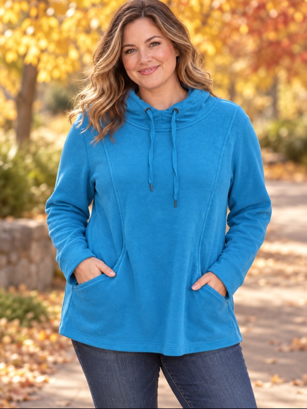 Roots Turquoise Cowl Neck Pullover Sweater